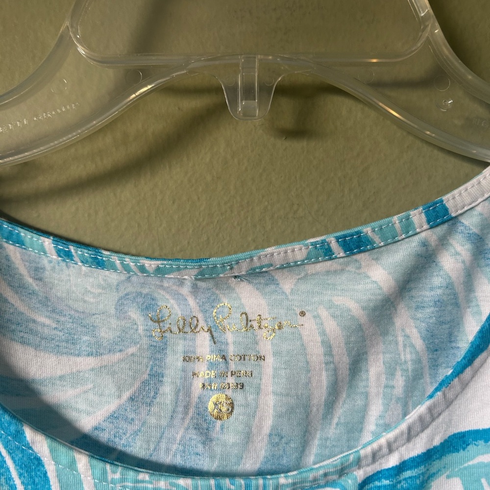 Lilly Pulitzer Shirttail Turquoise and White Patterned Dress NWOT - Picture 8 of 9